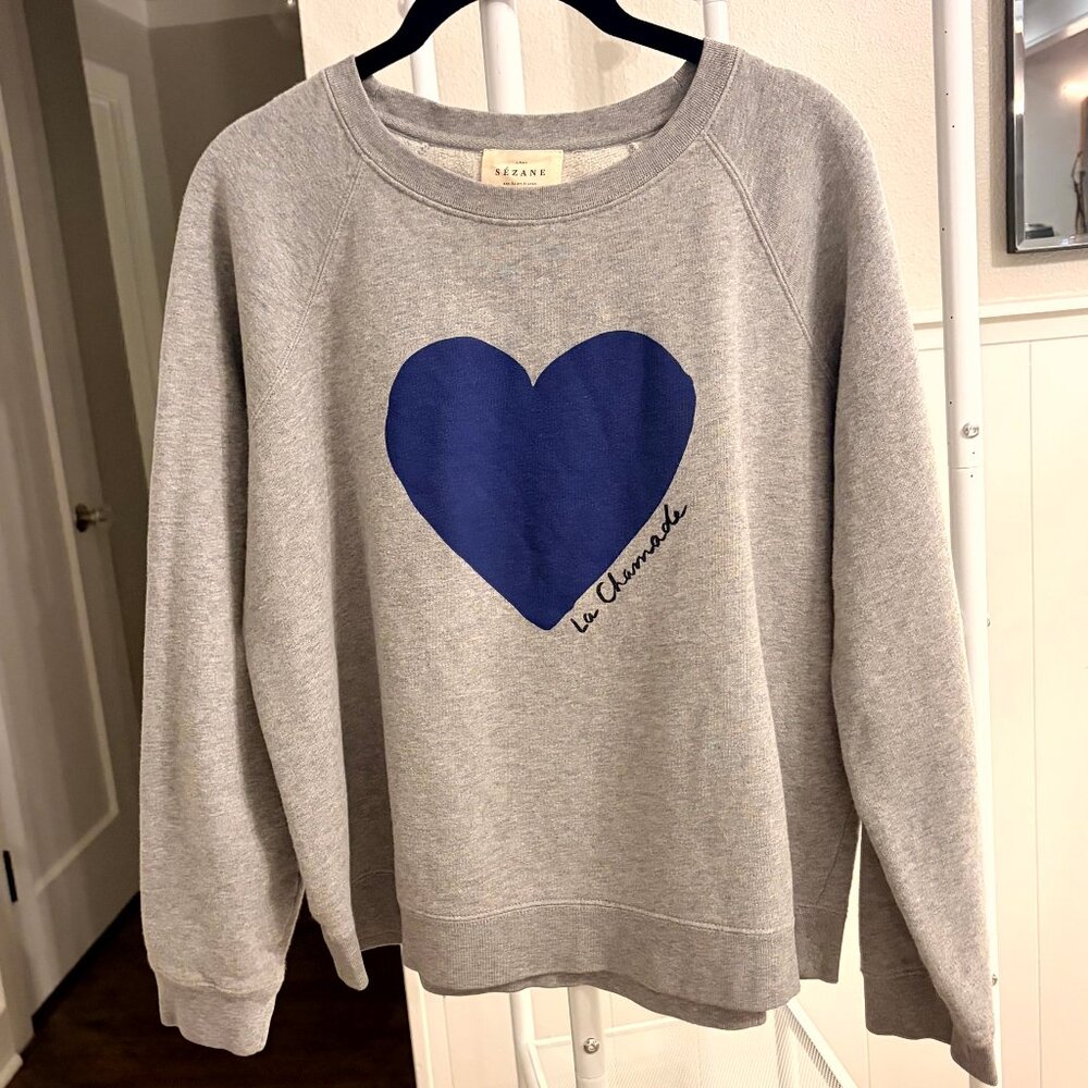 Sézane La Chamade Heart Sweatshirt Size L